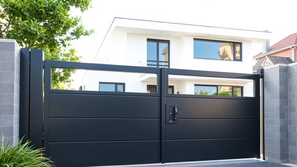 Portail noir élégant devant maison moderne