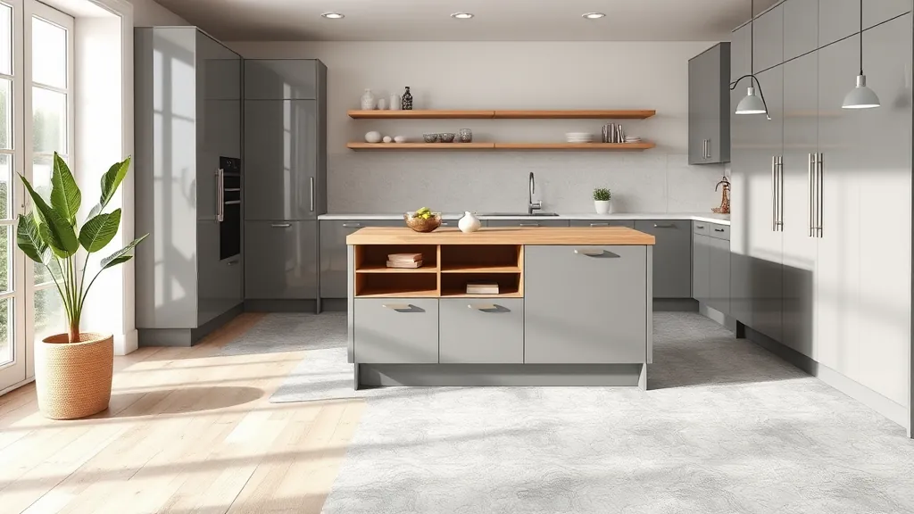 Cuisine moderne lumineuse avec îlot central