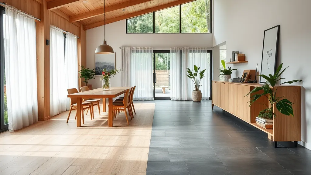 Salle à manger moderne avec luminosité naturelle